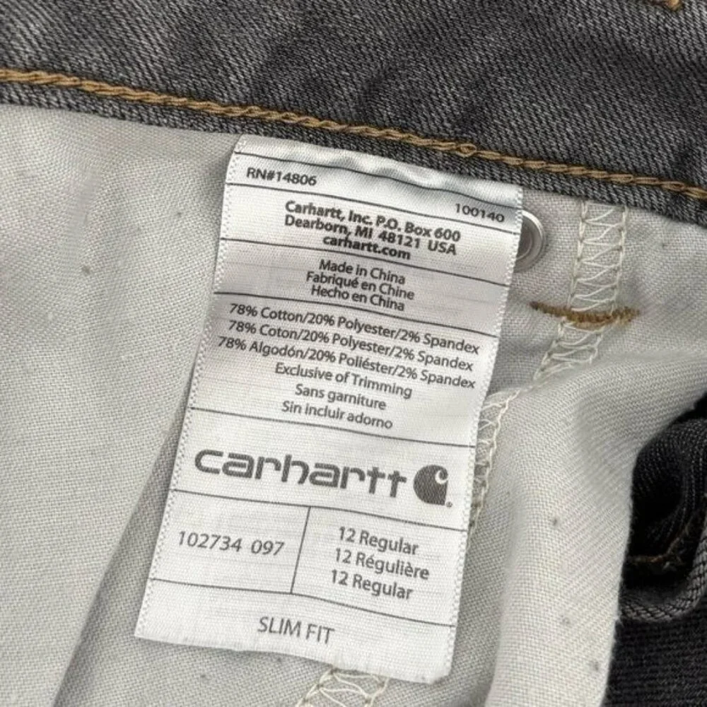 Carhartt Layton Jeans Women’s 12 Slim Fit Gray Streetwear Festival Minimalist - Picture 6 of 12
